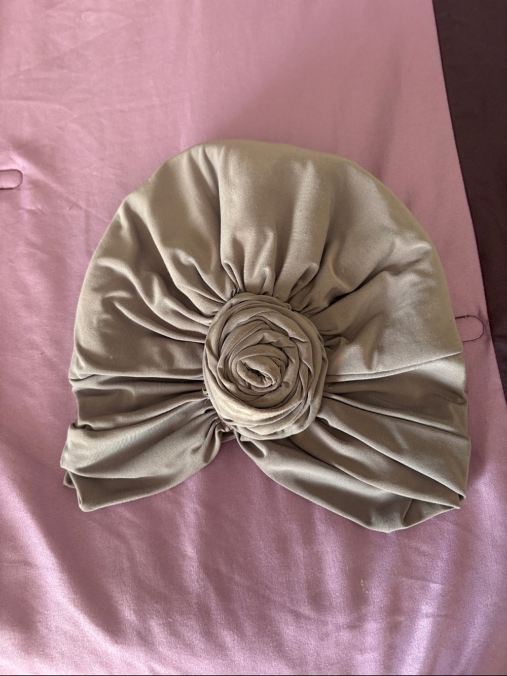 Elegant Taupe Flower Turban - Women Accessories